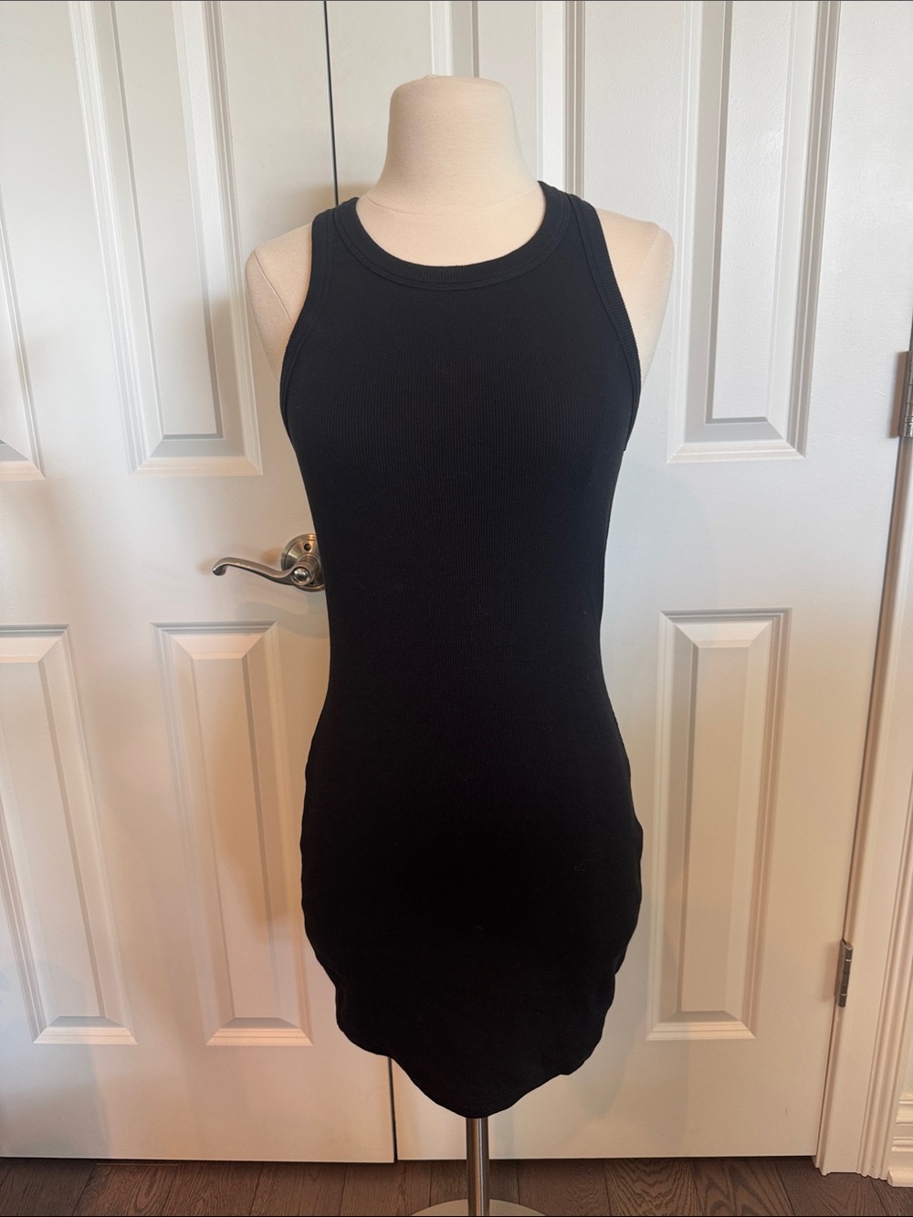 All things golden luxe rib high neck mini dress